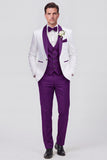 3 Piece Shawl Lapel Blue One Button Men's Wedding Suits