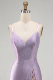 Lilac Backless Short Beaded Tight Homecoming Dress with Criss-Cross Slit