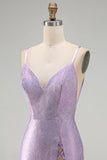Lilac Backless Short Beaded Tight Homecoming Dress with Criss-Cross Slit