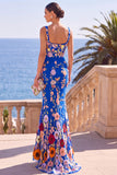 Dark Green Square Neck Floral Embroidery Mermaid Maxi Dress with 3D Appliques