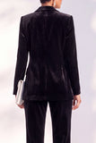 Black Velvet Peak Lapel Pantsuits Women Formal Suits
