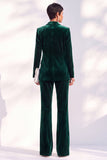 Black Velvet Peak Lapel Pantsuits Women Formal Suits