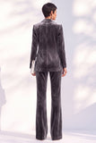 Black Velvet Peak Lapel Pantsuits Women Formal Suits