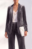 Black Velvet Peak Lapel Pantsuits Women Formal Suits