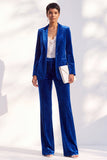 Black Velvet Peak Lapel Pantsuits Women Formal Suits