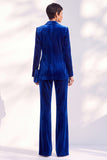Black Velvet Peak Lapel Pantsuits Women Formal Suits