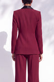 Blue Fitted Shawl Lapel Pantsuits Long Women Suits with 3D Flower