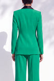Blue Fitted Shawl Lapel Pantsuits Long Women Suits with 3D Flower