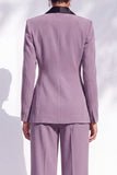Blue Fitted Shawl Lapel Pantsuits Long Women Suits with 3D Flower