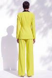 Blue Fitted Shawl Lapel Pantsuits Long Women Suits with 3D Flower
