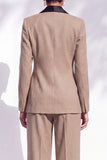 Blue Fitted Shawl Lapel Pantsuits Long Women Suits with 3D Flower