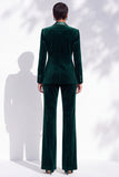 Dark Green Velvet Peak Lapel Double Breasted Women Suits