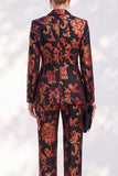 Black Jacquard Fitted 2 Piece Double Breasted Women Suits