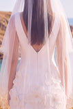 White Sheath V-Neck 3D Flower Short Elopement Wedding Dress