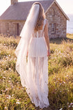 White Corset Sweetheart Maxi Elopement Wedding Dress with Lace