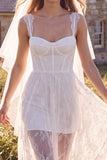 White Corset Sweetheart Maxi Elopement Wedding Dress with Lace