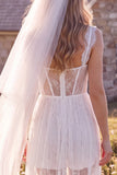 White Corset Sweetheart Maxi Elopement Wedding Dress with Lace