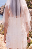 White Sheath V-Neck Mini Elopement Wedding Dress with 3D Flower