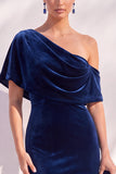Burgundy Mermaid Ruched One Shoulder Asymmetrical Long Formal Dress