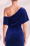 Burgundy Mermaid Ruched One Shoulder Asymmetrical Long Formal Dress