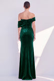 Burgundy Off The Shoulder Velvet Ruched Mermaid Formal Dress