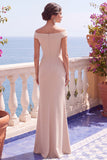 Champagne Sequins Mermaid Cap Sleeves Long Formal Dress with Slit