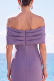 Grey Purple Off The Shoulder Mermaid Ruched Long Formal Dress