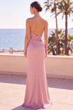 Blush Halter Neck Sequins Embroidery Ruched Beaded Mermaid Long Formal Dress