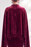Burgundy Mermaid Velvet Beaded Long Sleeves Mother Of The Bride Dress