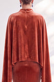 Burgundy Mermaid Velvet Beaded Long Sleeves Mother Of The Bride Dress