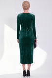 Navy Sheath Velvet Ruched Mother Of The Bride Dress with Back Zipper