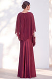 Navy Bateau Neck Sheath Velvet Mother Of The Bride Dress with Cape