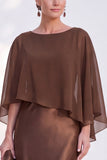 Navy Bateau Neck Sheath Velvet Mother Of The Bride Dress with Cape