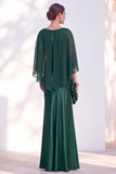 Navy Bateau Neck Sheath Velvet Mother Of The Bride Dress with Cape