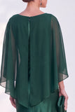 Navy Bateau Neck Sheath Velvet Mother Of The Bride Dress with Cape