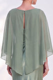 Navy Bateau Neck Sheath Velvet Mother Of The Bride Dress with Cape