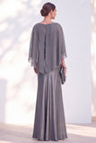 Navy Bateau Neck Sheath Velvet Mother Of The Bride Dress with Cape