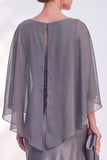 Navy Bateau Neck Sheath Velvet Mother Of The Bride Dress with Cape