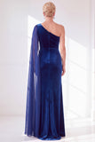 Burgundy One Shoulder Sheath Ruched Mother Of The Bride Dress with Side Cape
