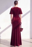 Dark Blue Sheath Ruched Velvet Mother Of The Bride Dress with Back Zipper