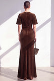 Dark Blue Sheath Ruched Velvet Mother Of The Bride Dress with Back Zipper