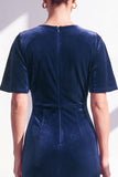 Dark Blue Sheath Ruched Velvet Mother Of The Bride Dress with Back Zipper