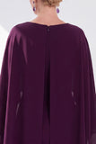 Navy Cape Sleeves Velvet Sheath Midi Mother Of The Bride Dress