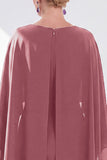 Navy Cape Sleeves Velvet Sheath Midi Mother Of The Bride Dress