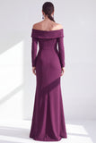 Ruched Mermaid Off the Shoulder Dark Blue Mother Of The Bride Dress with Side Streamer