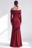 Ruched Mermaid Off the Shoulder Dark Blue Mother Of The Bride Dress with Side Streamer