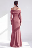 Ruched Mermaid Off the Shoulder Dark Blue Mother Of The Bride Dress with Side Streamer