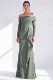 Ruched Mermaid Off the Shoulder Dark Blue Mother Of The Bride Dress with Side Streamer
