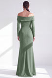 Ruched Mermaid Off the Shoulder Dark Blue Mother Of The Bride Dress with Side Streamer