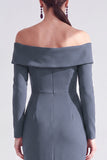 Ruched Mermaid Off the Shoulder Dark Blue Mother Of The Bride Dress with Side Streamer